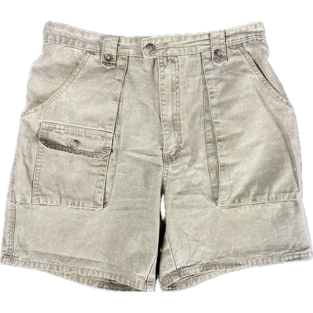 Checkpoint Mens Shorts 34 Olive Green Vintage 80s Military Workwear Cotton Cargo